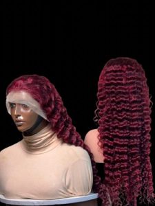 30-Inch Double Drawn Full Frontal Wig - Burgundy
